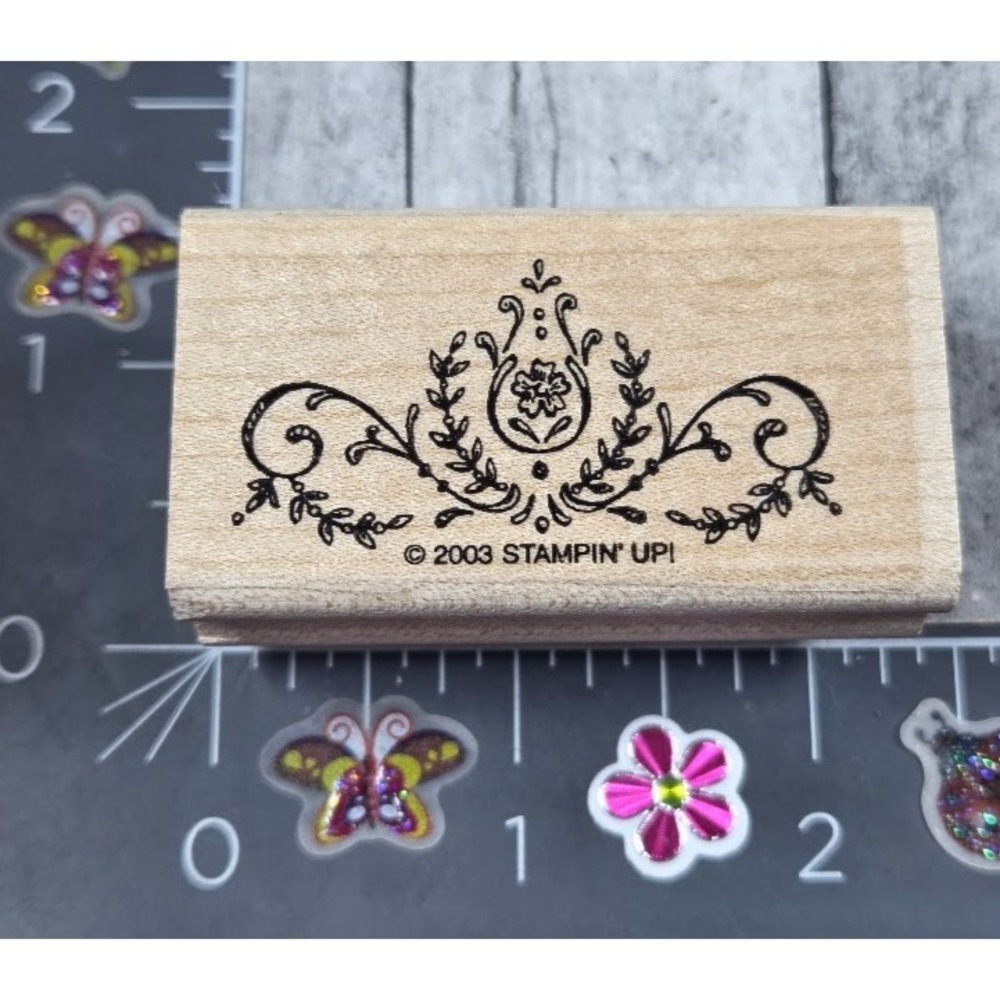 Stampin' Up! Flourish Ivy Swirl 2003 Leafy Rubber Stamp Wood #A71